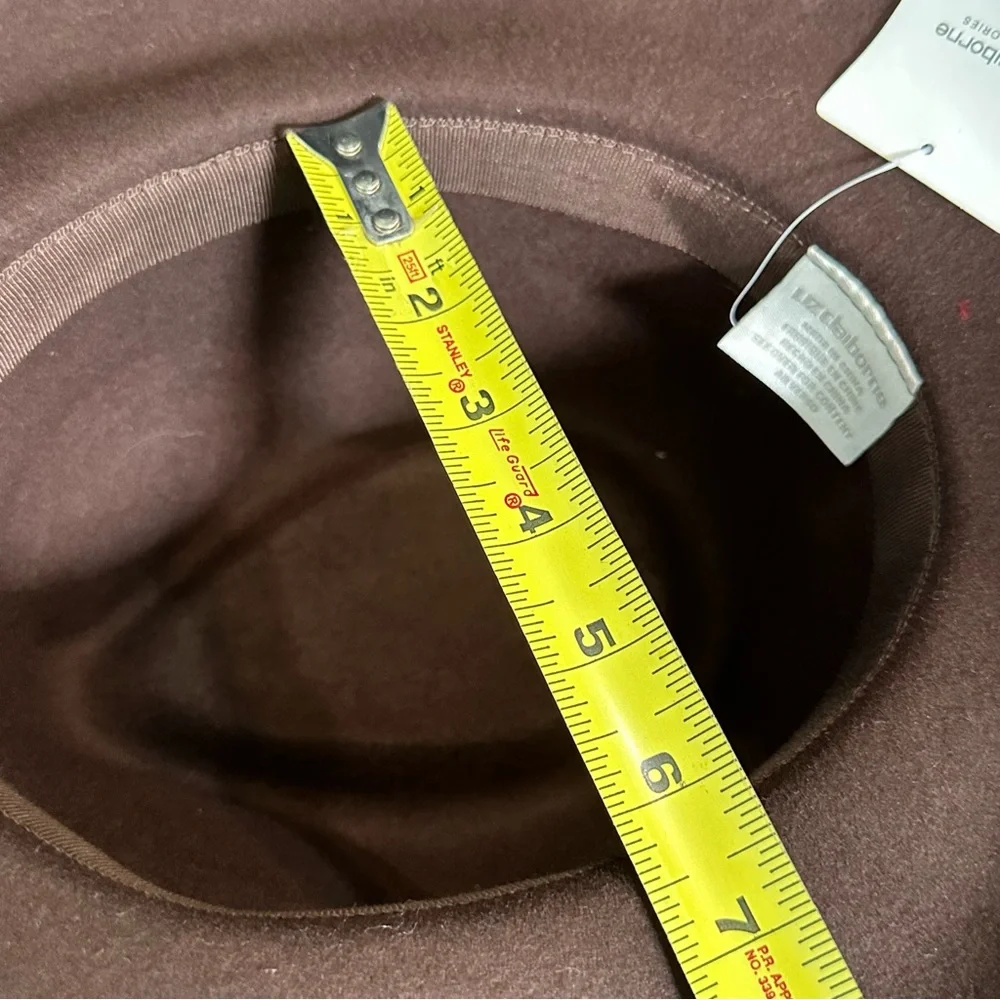 Liz Claiborne Women’s Fedora- Brown Wool Felt With Feather Highlights- NWT